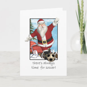 Julkort Santa som leker fotboll Helgkort