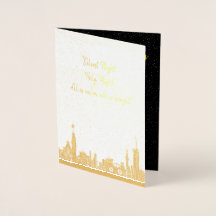 Julkort Silverfolie Night Sång Helgdag