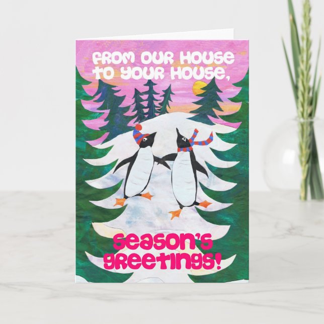 Julkort - Skadade penguiner Helgkort (Framsida)