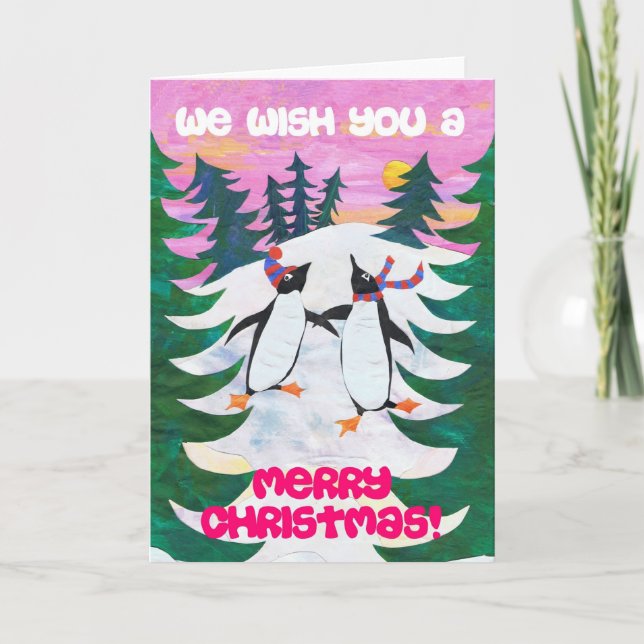 Julkort - Skadade penguiner Helgkort (Framsida)