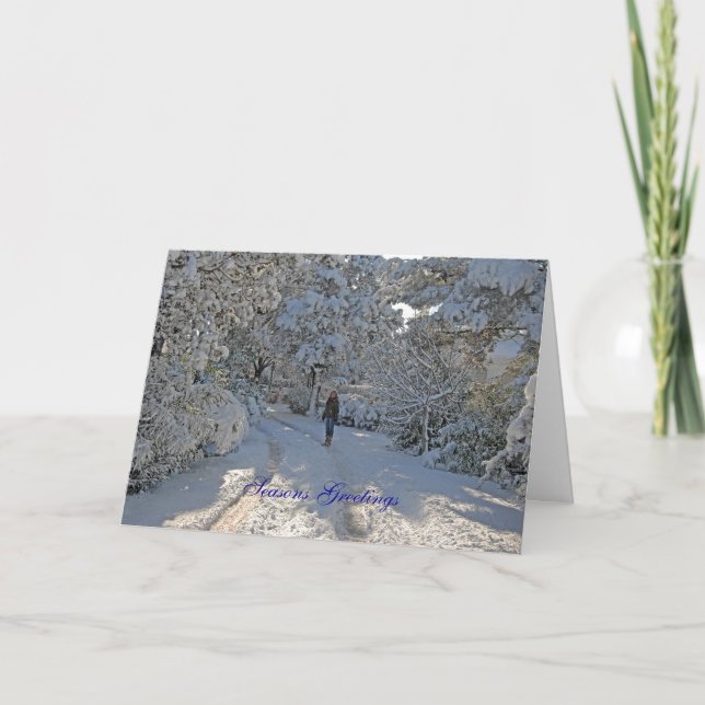 Julkort Snö Scene Helgkort (Framsida)