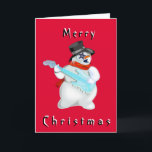 Julkort Snögubbe med Guitar Musical Kort<br><div class="desc">Snögubbe med Guitar MIGNED-målning - God jul-kort - Välj färg / text / teckensnitt</div>