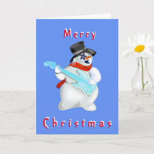 Julkort Snögubbe med Guitar Rock musik Kort