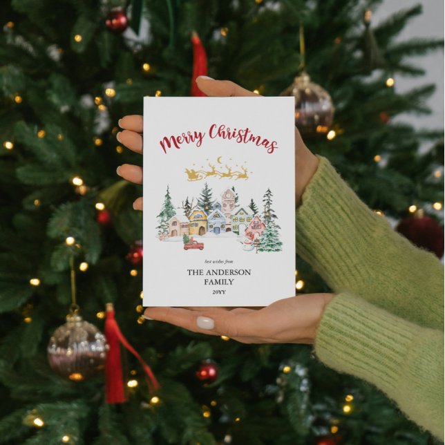 Julkort | Snöigt vinterhus scenario (Skapare uppladdad)