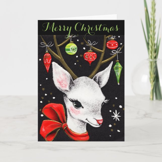 Julkort, söt baby hjort, segrare helgkort (Framsida)