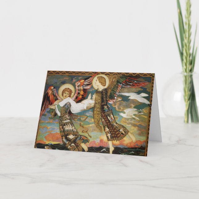 Julkort: St Bride Carried by Änglar Helgkort (Framsida)