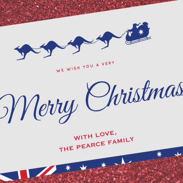 Julkort till Australien Känguru släde  (Australian-christmas-cards-aussie-1)