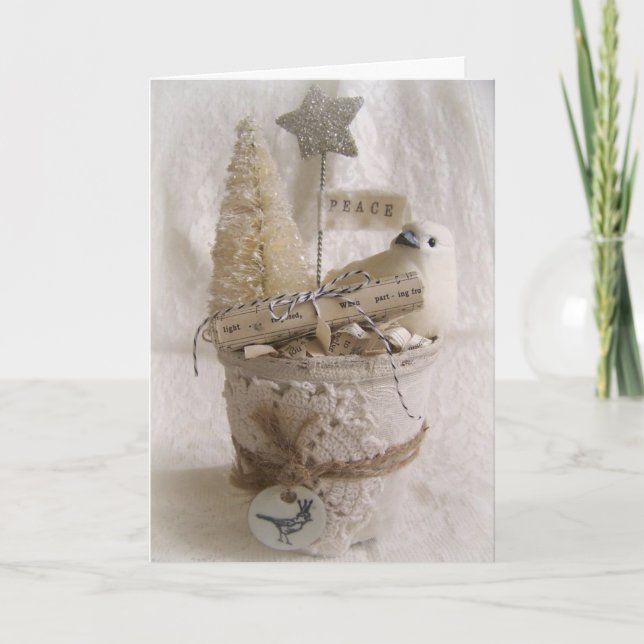 Julkort-Vintage Shabby chic juldekret Helgkort (Framsida)