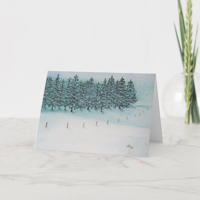 Julkort Winter Fält och Evergreens Kort (Framsida)