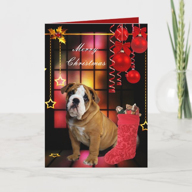 Julkort Xmas Hund Valp Helgkort (Framsida)