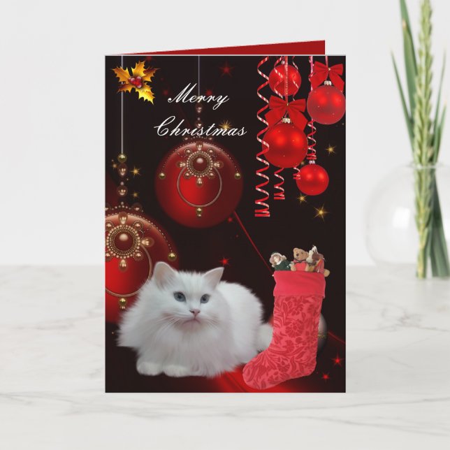Julkort Xmas Katt Helgkort (Framsida)