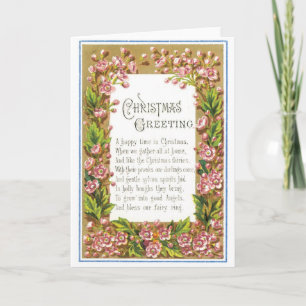 Julkortblommigten för 039 vintage blommar dikt helgkort