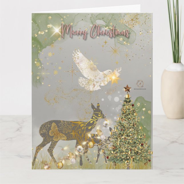 Julkortet "Boganhues Luxury Print Reindeer" Kort (Framsida)