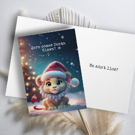 Julkortet Cute Lejon Santa Klo Helgkort