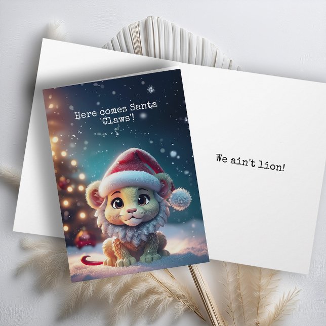 Julkortet Cute Lejon Santa Klo Helgkort (Skapare uppladdad)