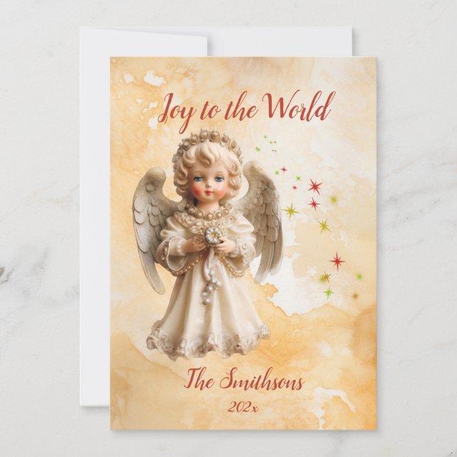 Julkortet Cute Vintage Angel Julkort (Framsida)