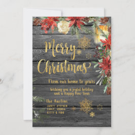 Julkortet Finare Guld Rustic Barn Board Card Inbjudningar