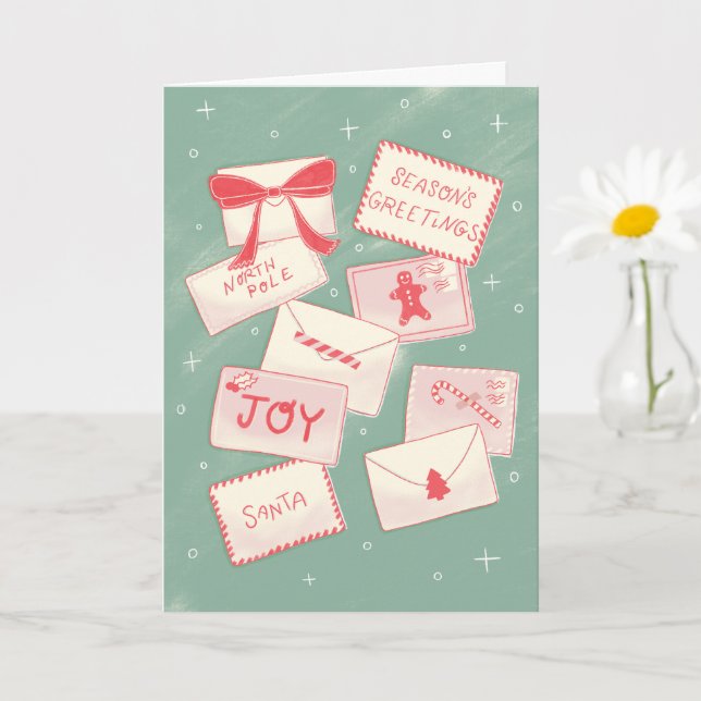 Julkortet för julhälsningssäsongen i Santa Mail Kort (Liten växt)