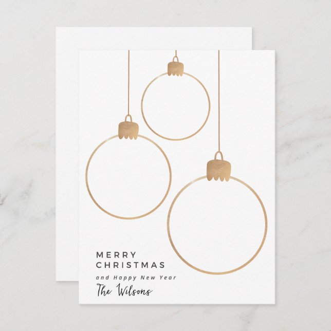 Julkortet Guld Helgdag för prydnadsföremål Julkort (Fram/baksida)