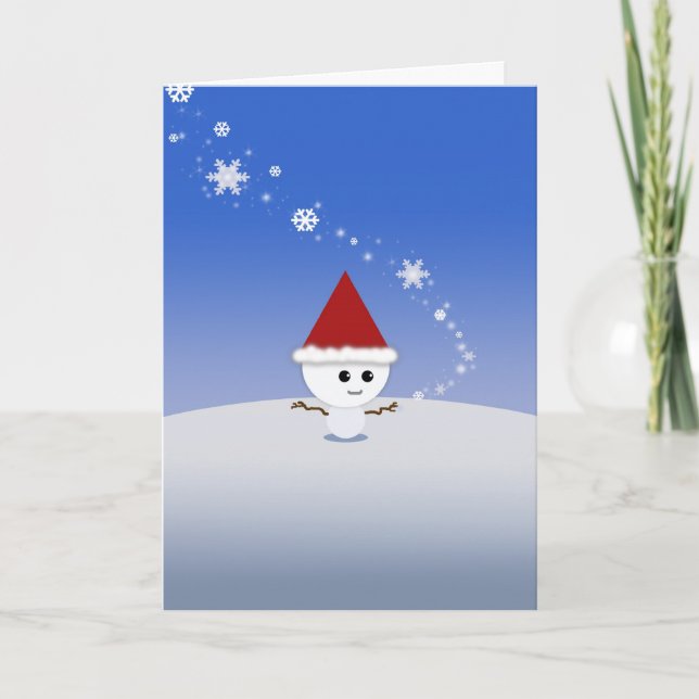 Julkortet Kawaii Snögubbe Cute! Helgkort (Framsida)