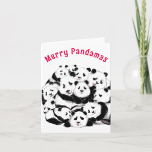 Julkortet Lycklig Pandas Familj - Målning Anteckningskort