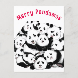 Julkortet Lycklig Pandas Familj - Målning Vykort