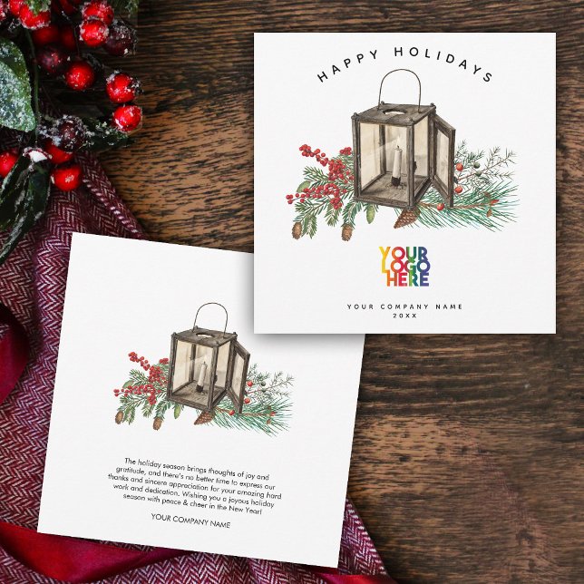 Julkortet Rustic Corporate Business Logotyp (Rustic Corporate Business Logo Christmas Card)