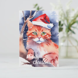 Julkortet Santa Cat - "Meowy Helgdagars"
