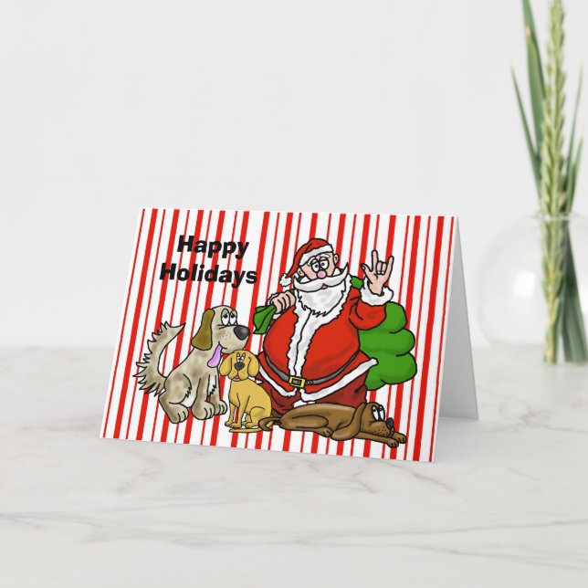 Julkortet Santa & Hundar ASL Kort (Framsida)
