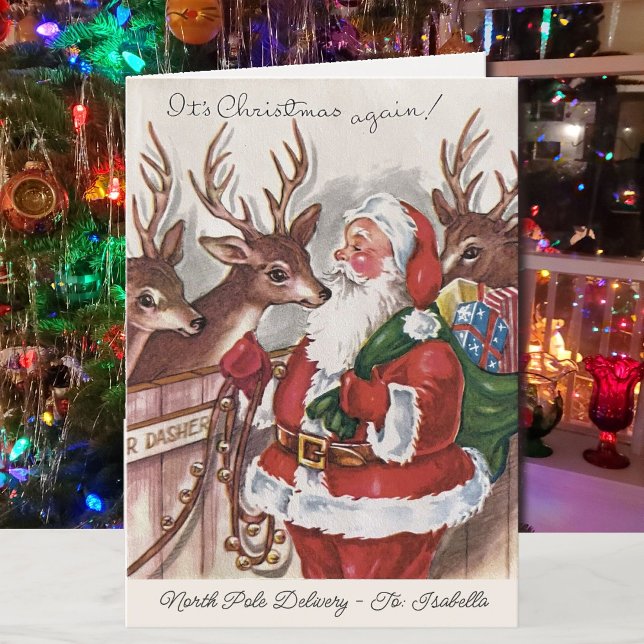 Julkortet Santa Personalize Namn för barn 1940 Helgkort (Skapare uppladdad)