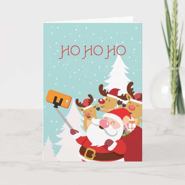 Julkortet Santa Selfie Helgkort (Framsida)