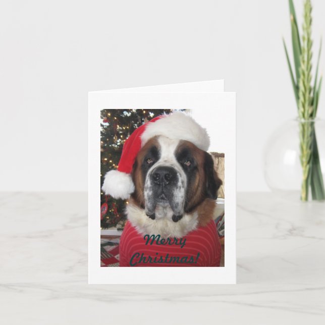 Julkortet Santa St. Bernard Hund Helgkort (Framsida)