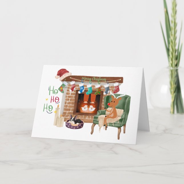 Julkortet Santa Tofflor Tack Kort (Framsida)