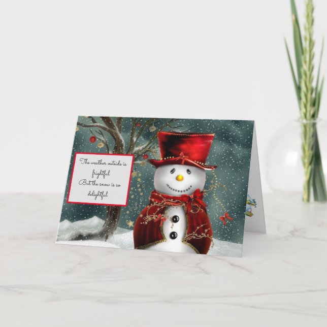 Julkortet Snögubbe No Ställe to Go Snö Helgkort (Framsida)