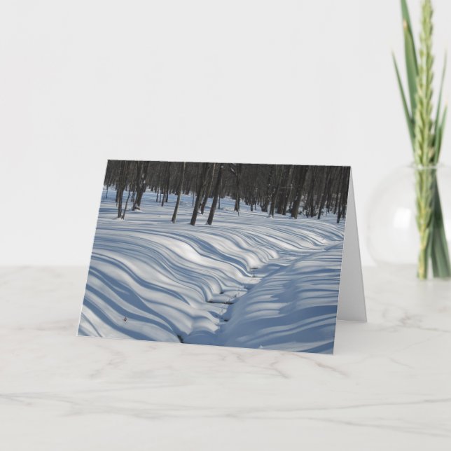 Julkortet som presenterar silkeslen snö, skuggar helgkort (Framsida)