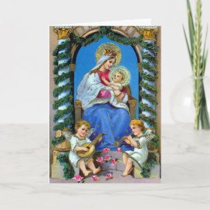Julkortet Virgin Mary, Änglar och Baby Julkort Helgkort