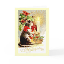 Julkortets Vintage Katt och ljus