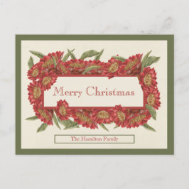 Julkortets Vintage Röd Blommigt Vykort