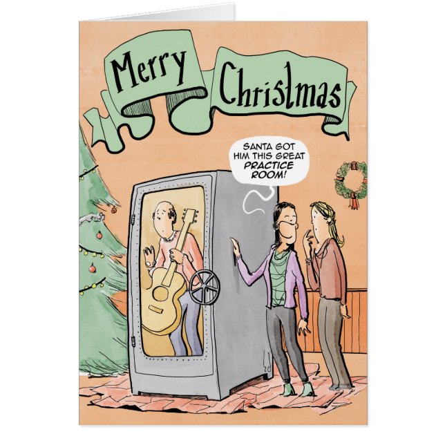 Julkortgitarren övar rum hälsningskort (Framsidan)
