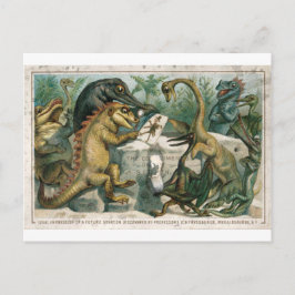 Julkortsdinosaurier som studerar gamla människor vykort