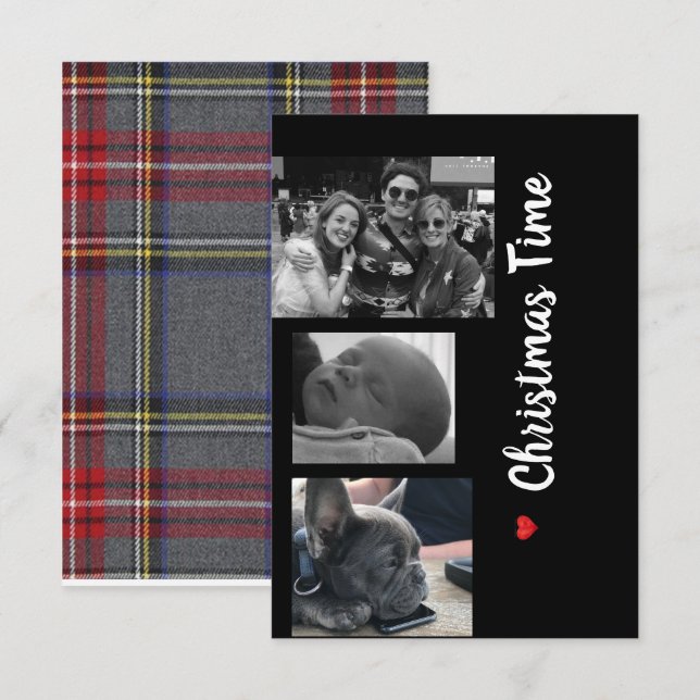 Julkortsfamiljen svart och vit kort (Fram/baksida)