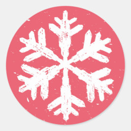 Julkortsförsegling för Stil-snöflingan Runt Klistermärke
