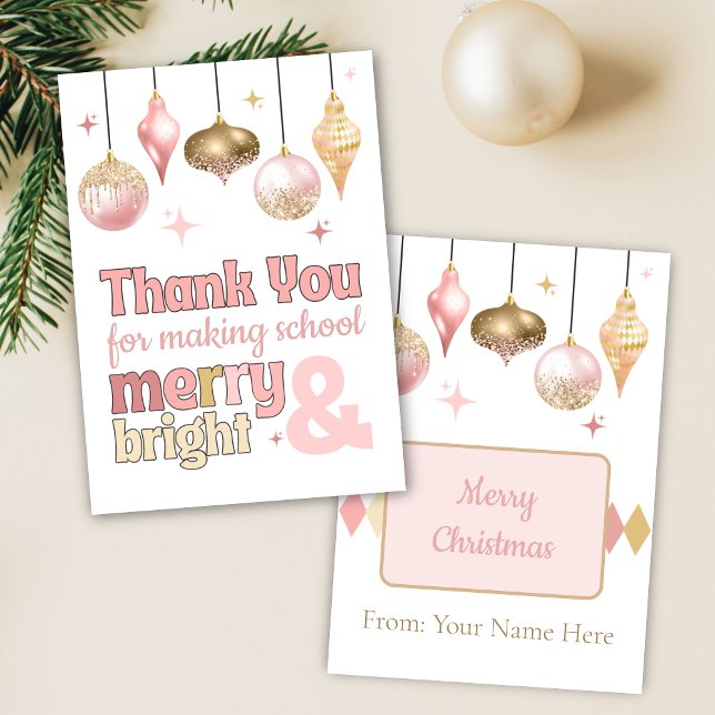 Julkortshållare i rosa guld för tackkort inbjudningar (pink and gold retro teacher appreciation gift card holders for christmas holiday gift giving ideas)