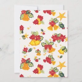 Julkortsklockor, julstjärnor, slingor och järnek julkort