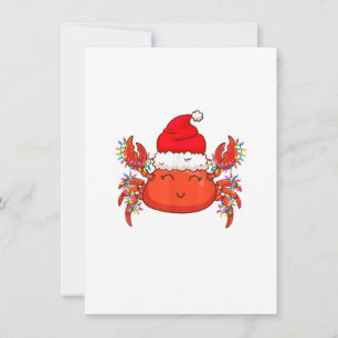 Julkrabba i Ljus med Julafton Hat - Cute Crab Inbjudningar