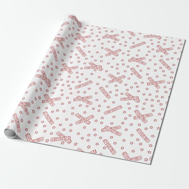 Julkrackare Red Toile Presentpapper (Utrullad)