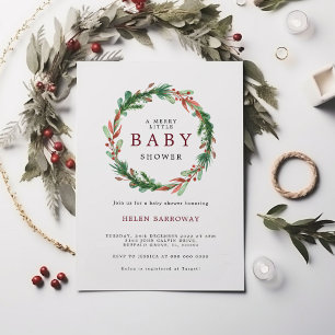 Julkran i Burgundy Baby Shower Inbjudningar