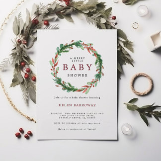Julkran i Burgundy Baby Shower Inbjudningar