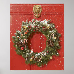 Julkran som hänger på en dörr poster
