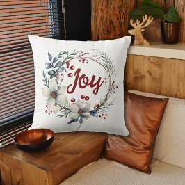 Julkrand, vita blommor, röda bär Joy Kudde